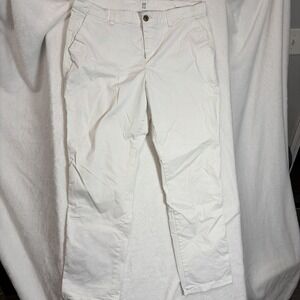 Gap Women's Dress Pants 14 Girlfriend White Pockets High Rise Flat Front Cotton